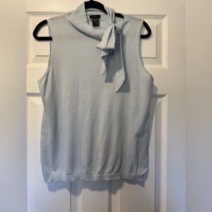 Ann Taylor Soft Blue Sleeveless Blouse with Bow